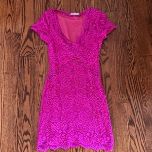 Jennifer Hope hot pink lace mini dress